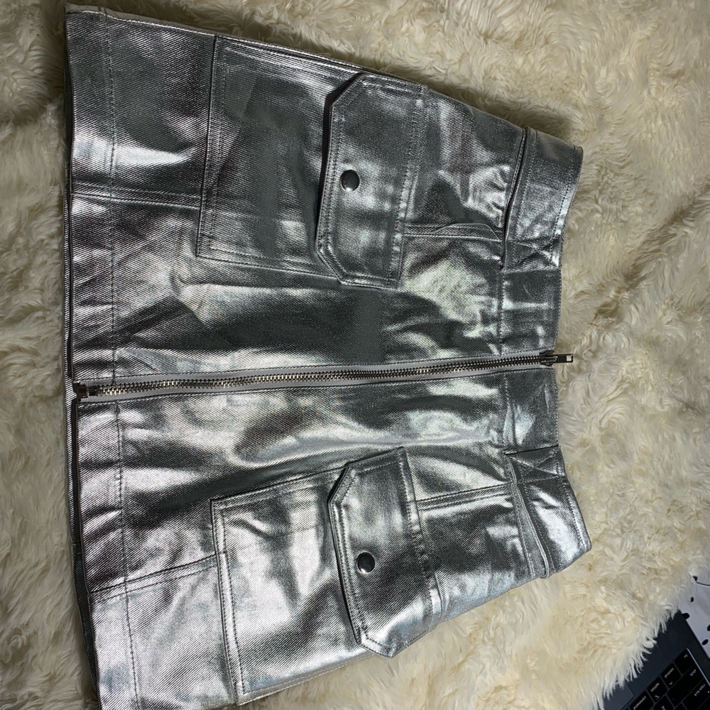Silver color mini tight skirt